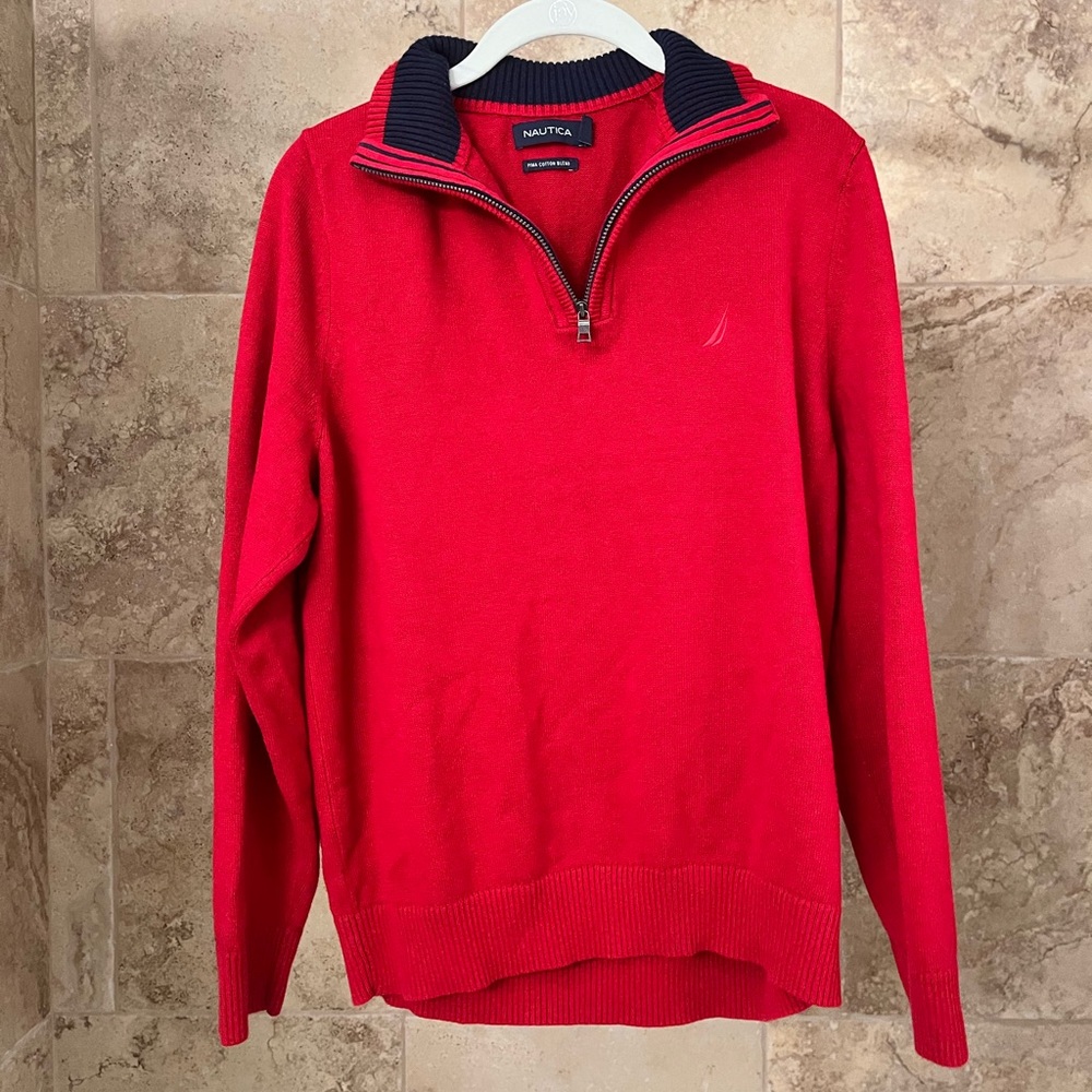 Nautica 👕 Red Half Zip Sweater